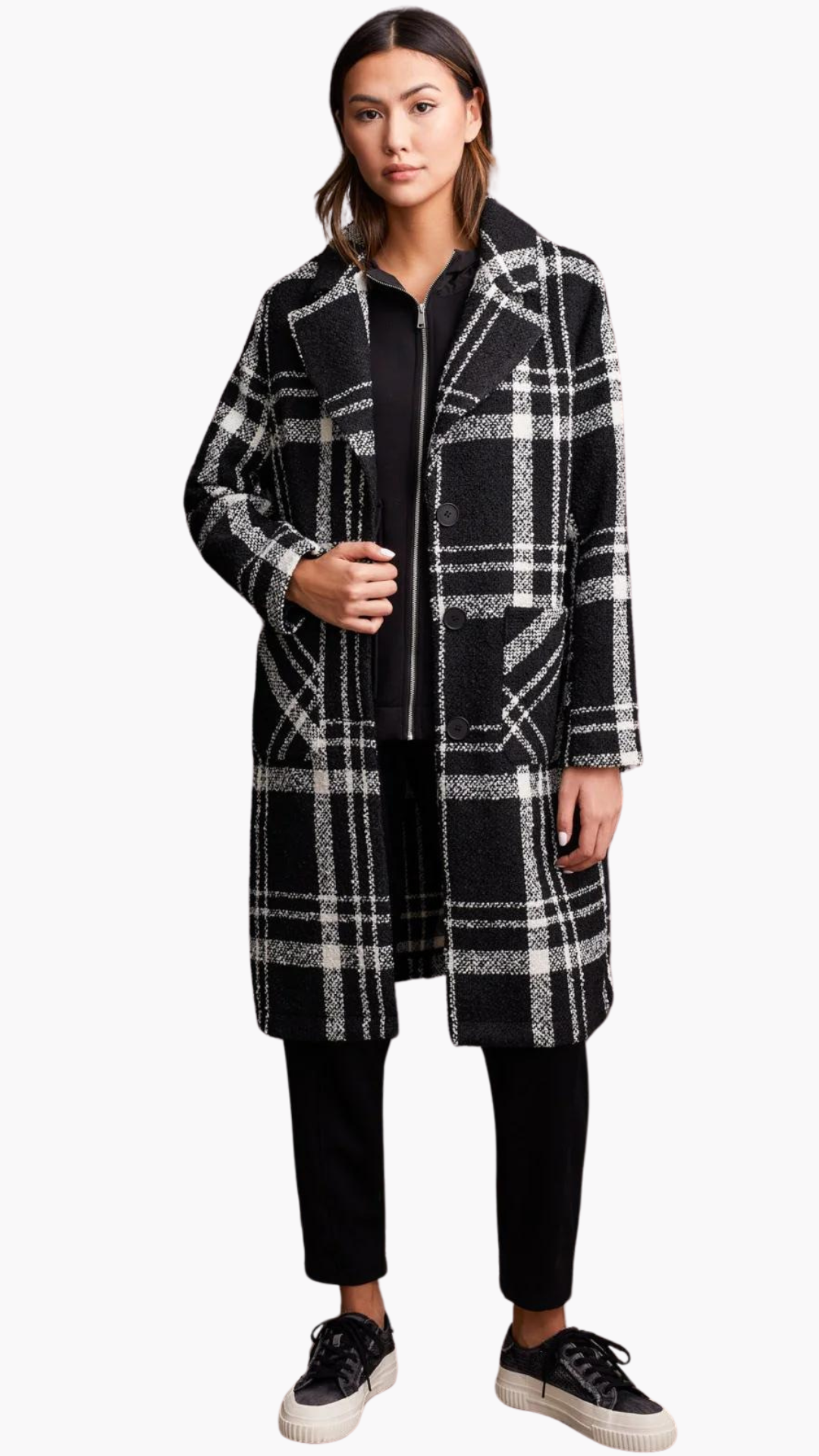 Boucle Plaid Duster Coat. Style TR5571O-4384