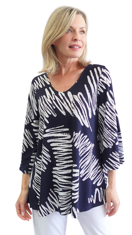 Textured Scribble Print Cutout Detail Top. Style SW92301