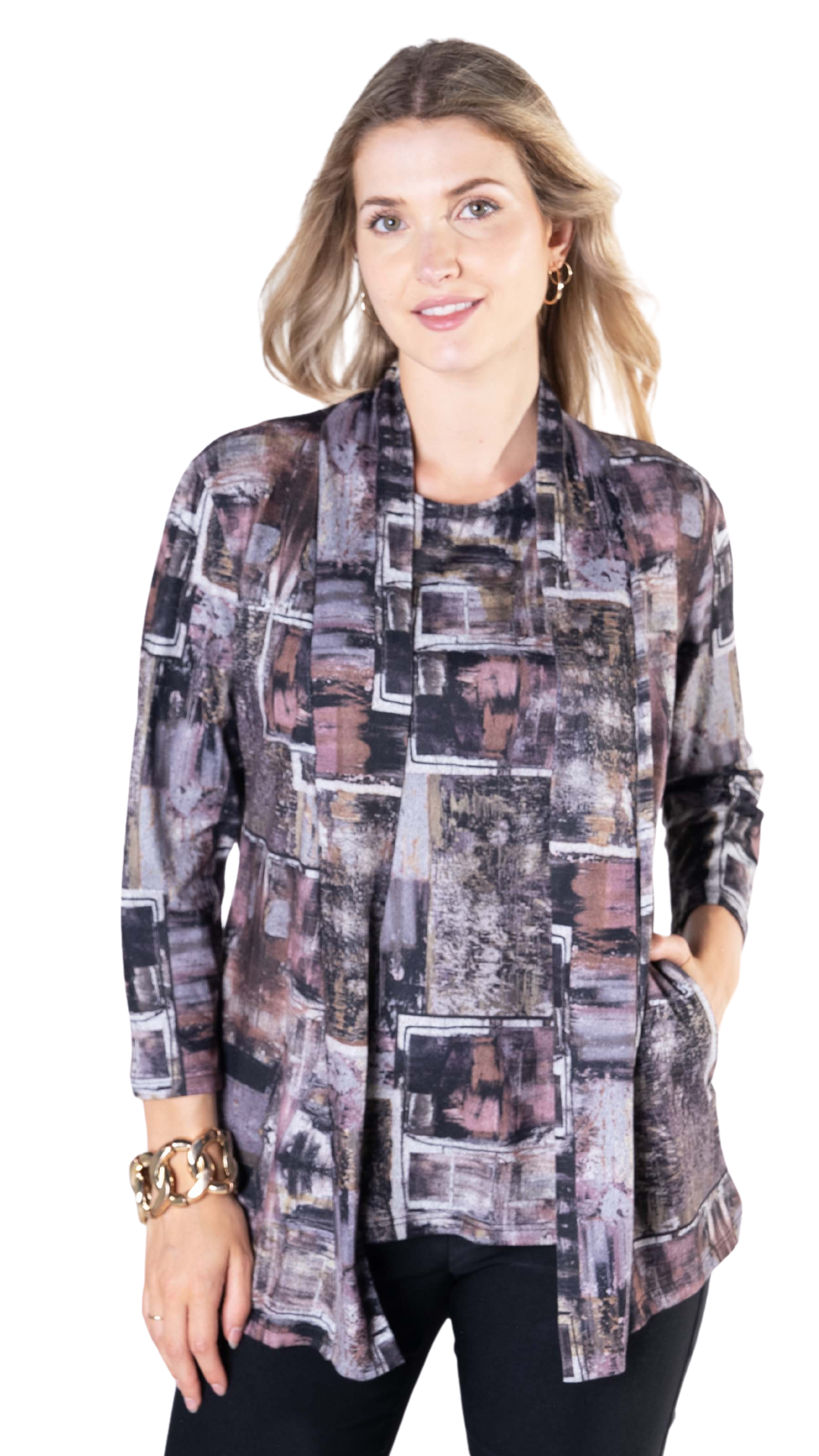 Plus Size Printed Cardigan. Style JDA8040-P3