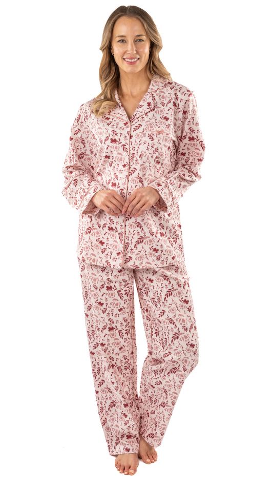 Pink Floral 2 Piece Flannel PJ Set. Stye PL105-1PIN