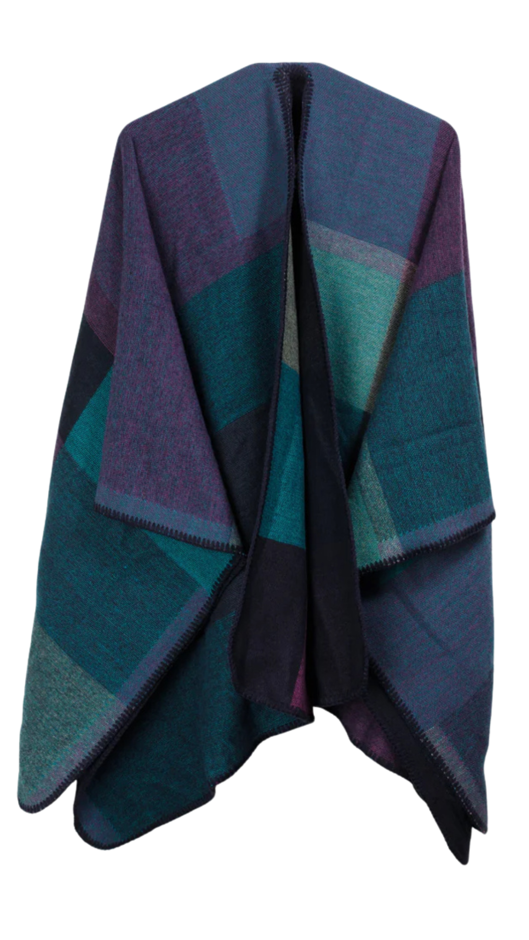 One Size PLaid Blue Tone Shawl. Style CARA6179-BLU