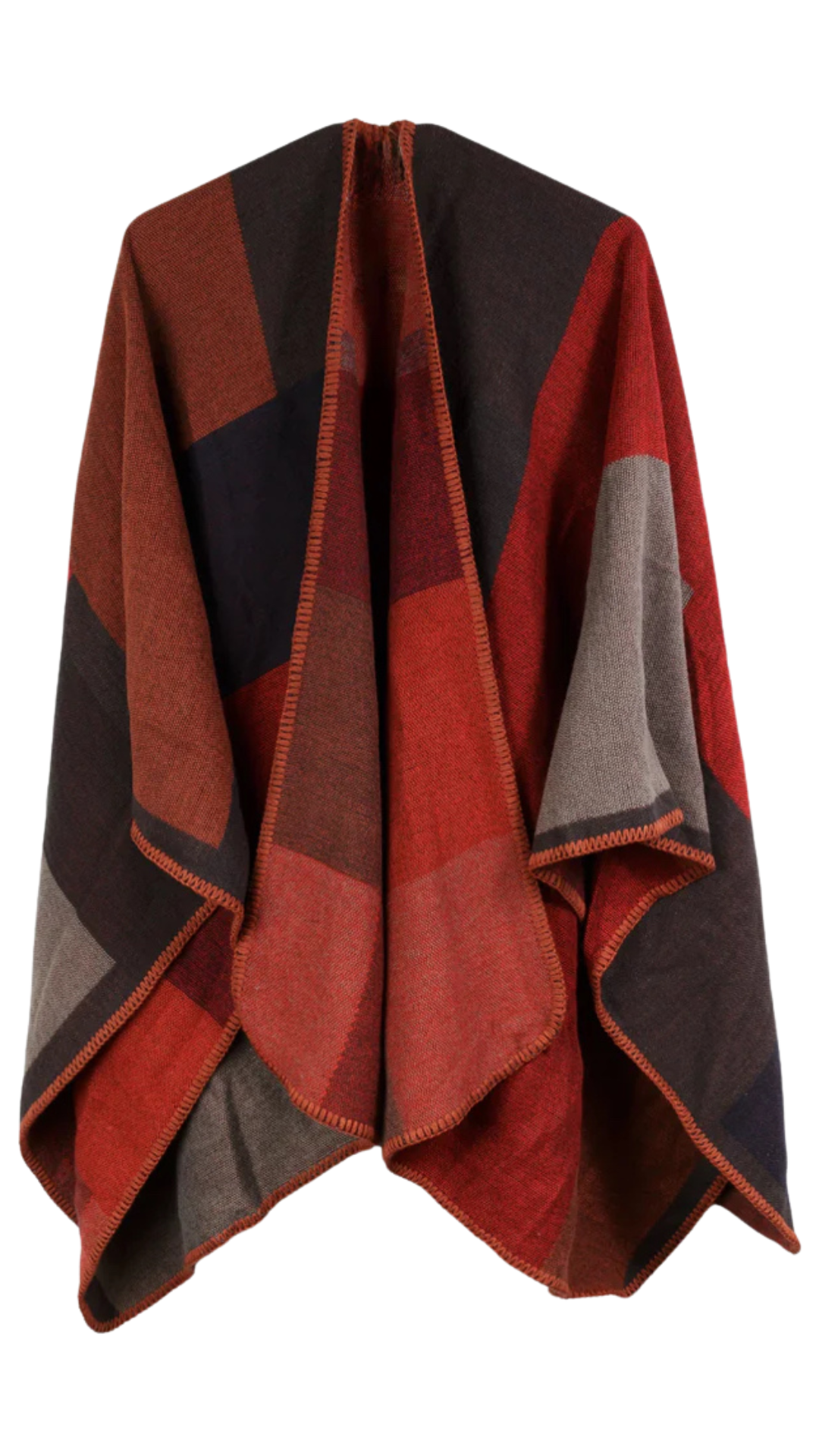 One Size Plaid Red Tone Shawl. Style CARA6179-RED