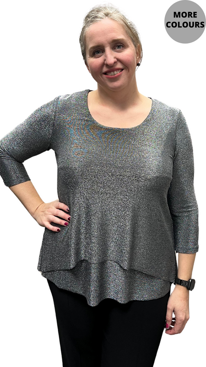 Glitter Stretch Layered Top. Style SW82064