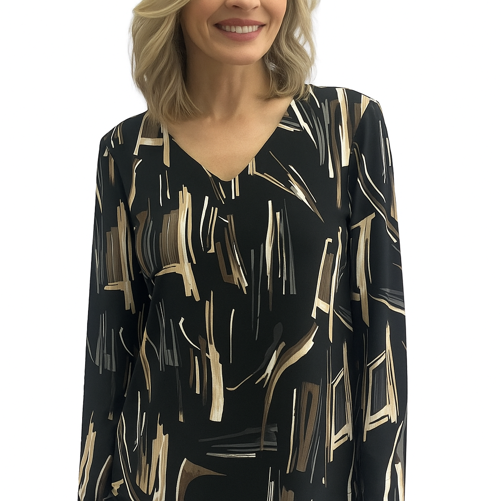 Petite V-Neck Long Sleeve Top. Style SW102326PB