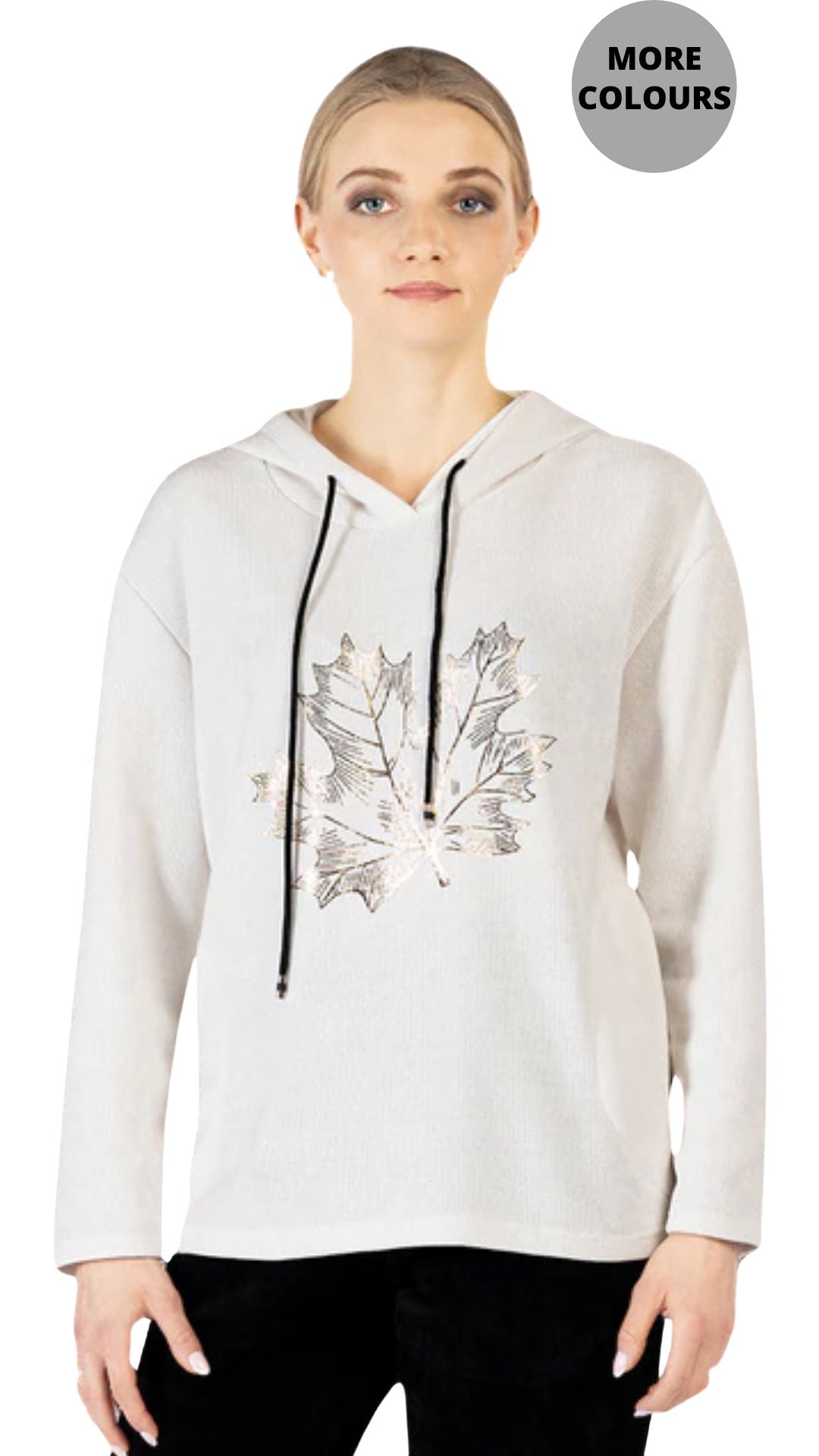Gold Maple Leaf Print Hoodie. Style VARC8122