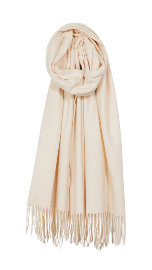 Solid Cream Coloured Fringe Scarf. Style CARA6216-CRM