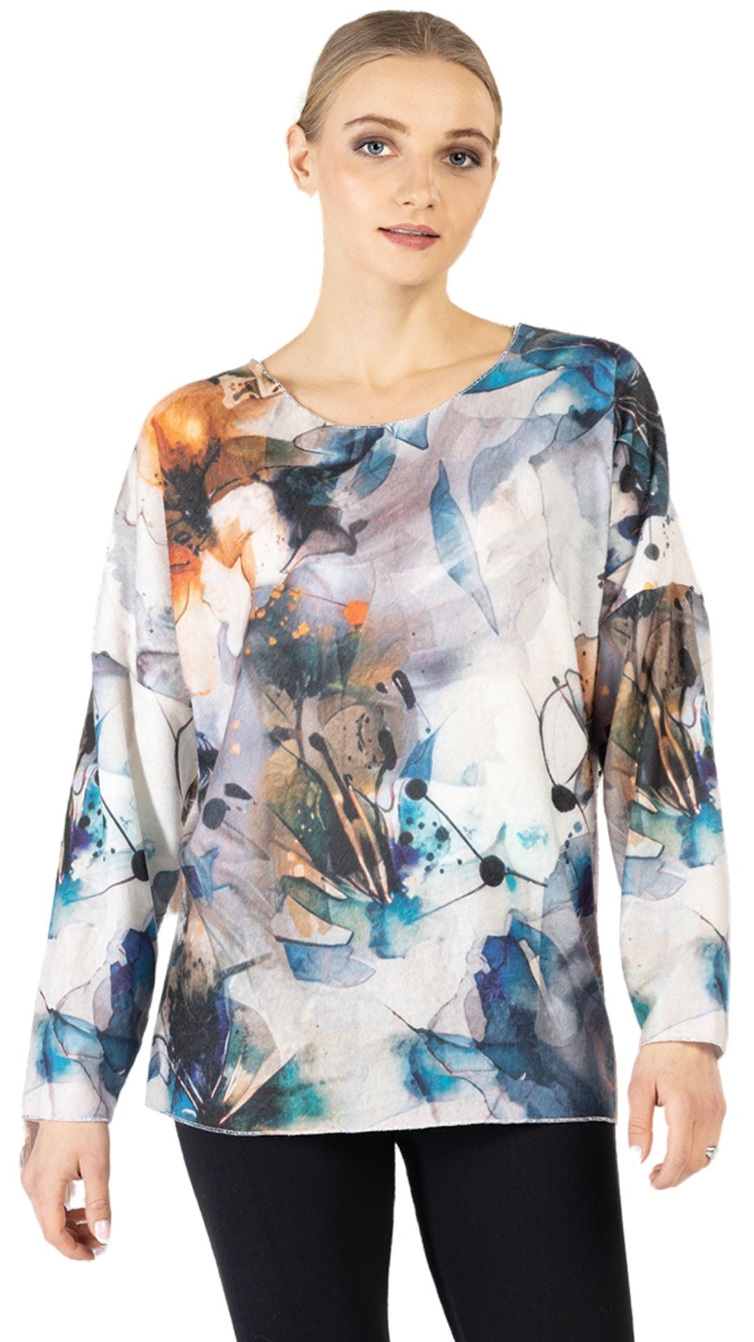 Drop Shoulder Floral Print Top. Style VARC8117