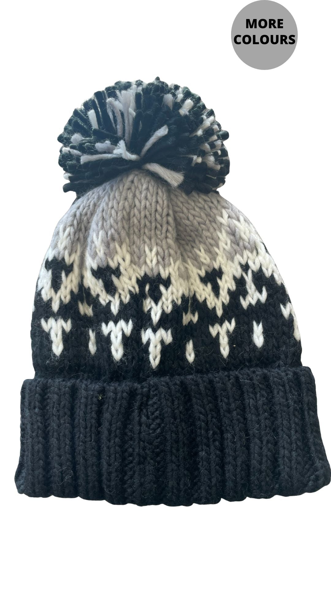 Multi Colour Knitted Pompom Toque. Style ELWKAYLA13