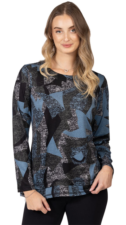 Abstract Print Side Buttons Top. Style VARV4926