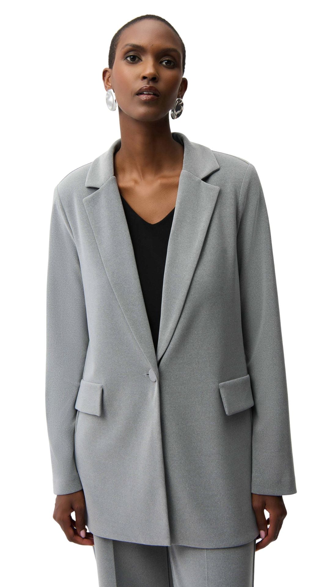 Bonded Mélange Knit Straight Blazer. Style JR253305