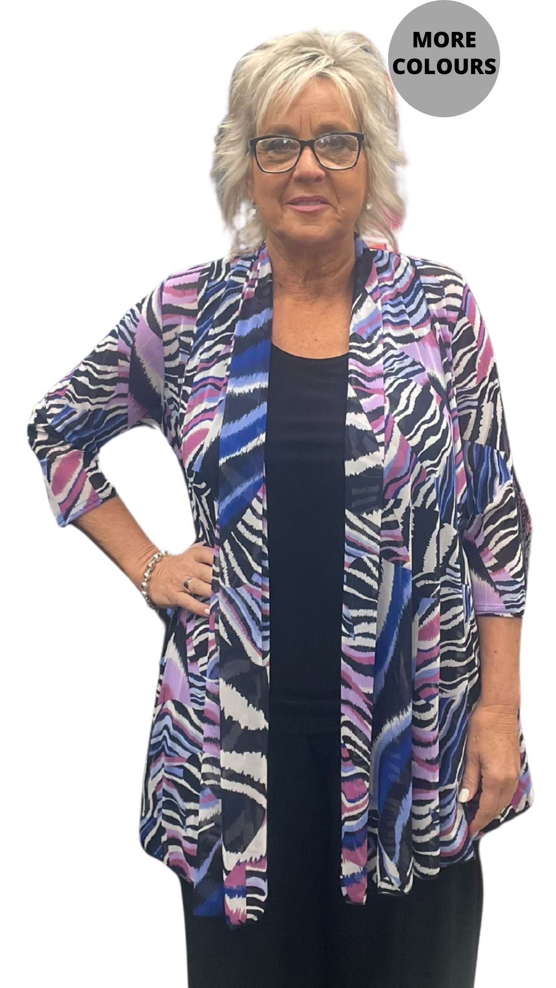 Abstract Print Princess Cut Cardigan. Style ELWVALERIA-462