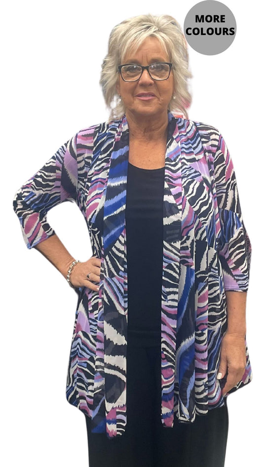 Abstract Print Princess Cut Cardigan. Style ELWVALERIA-462