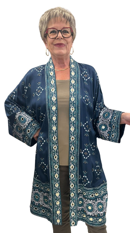 Tribal Print Gold Spots Kimono Style Cardigan. Style AUE42144