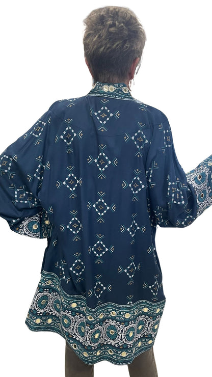Tribal Print Gold Spots Kimono Style Cardigan. Style AUE42144