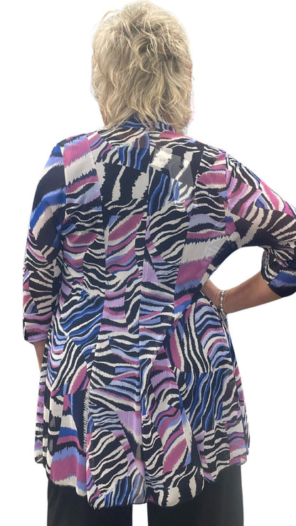 Abstract Print Princess Cut Cardigan. Style ELWVALERIA-462