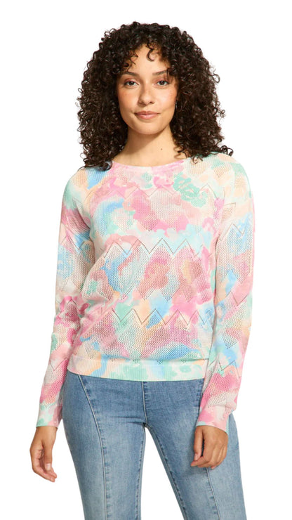 Pointelle Knit Printed Sweater. Style FD1337624