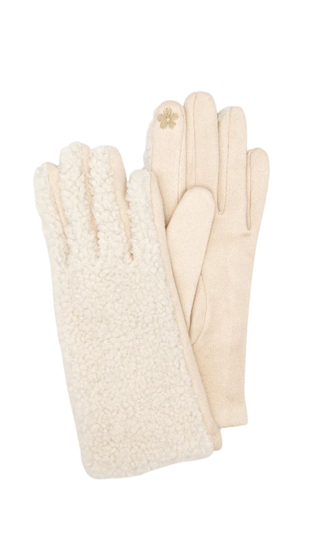Beige Sherpa Back Gloves. Style CARA9009-BGE