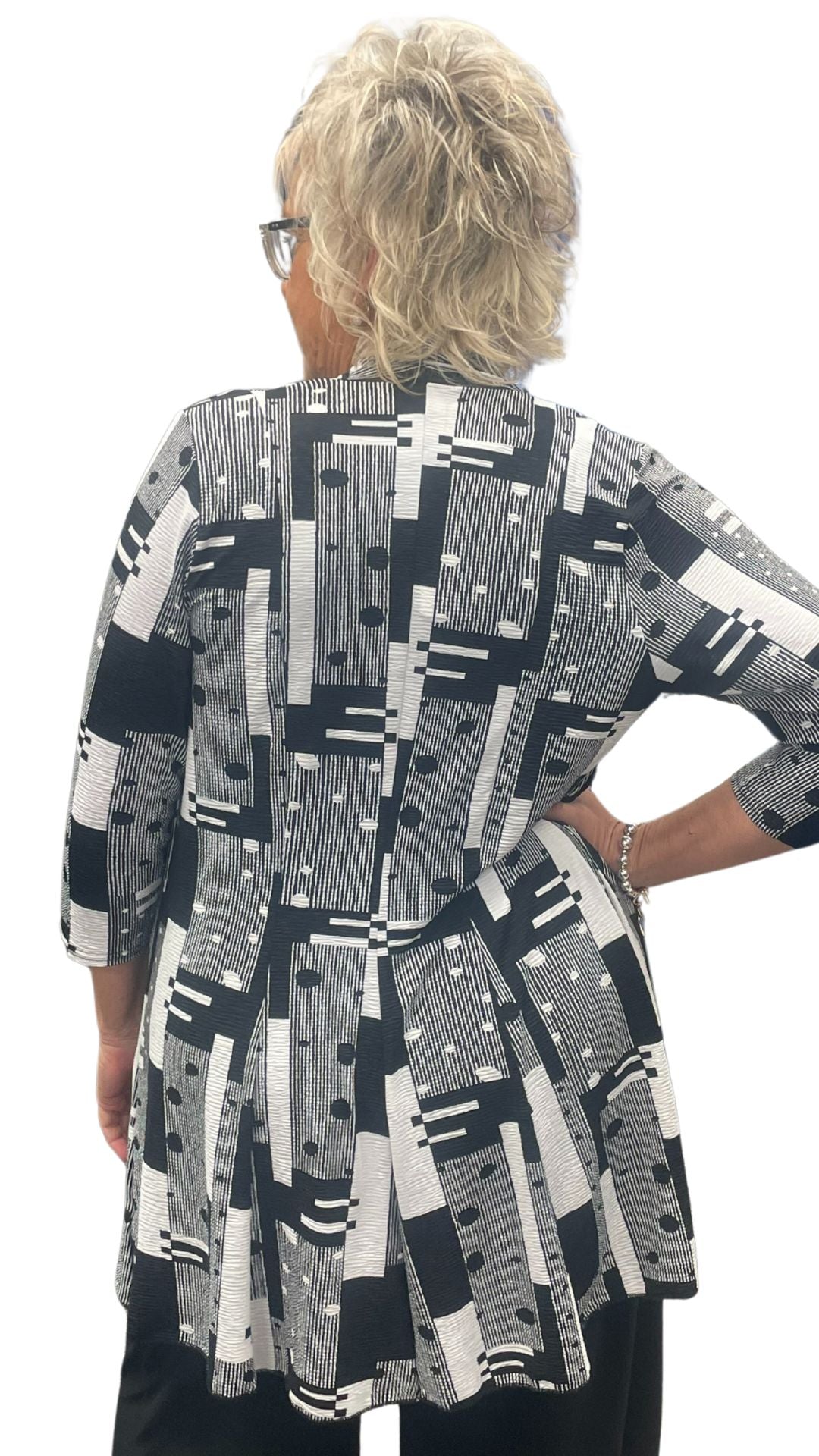 Abstract Print Princess Cut Cardigan. Style ELWVALERIA-462