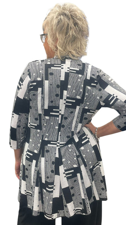 Abstract Print Princess Cut Cardigan. Style ELWVALERIA-462