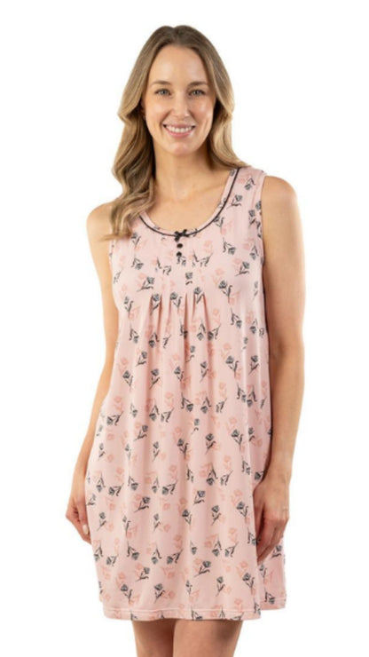 Sleeveless Round Neck Night Gown. Style PL123-2