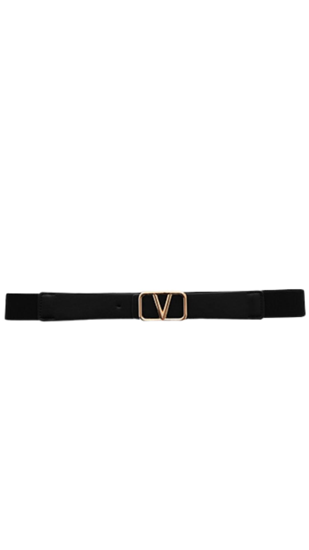 Gold Ornament Black Stretch Belt. Style FLA25305