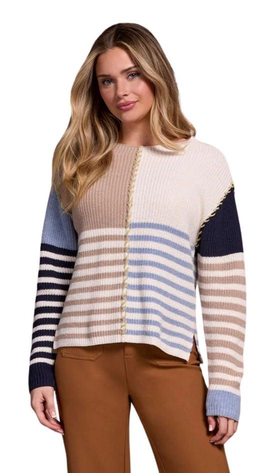 Colour Block & Multi Colour Stripe Sweater. Style TR2338O-8077