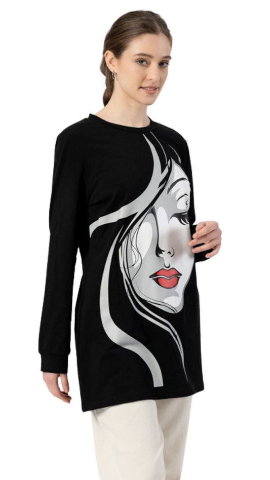 Lady Face Print Long Sleeve Top. Style FS253958