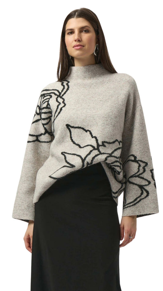 Large Floral Print Long Sleeve Sweater. Style JR254943