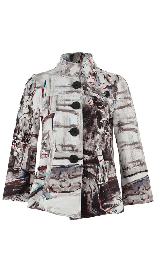 "Piano Blues" Artist Print Button Front Jacket. Style DOLC75699