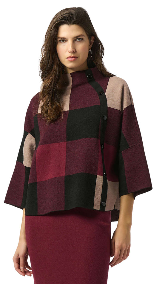 Plaid Jacquard Sweater Knit Top. Style JR243948