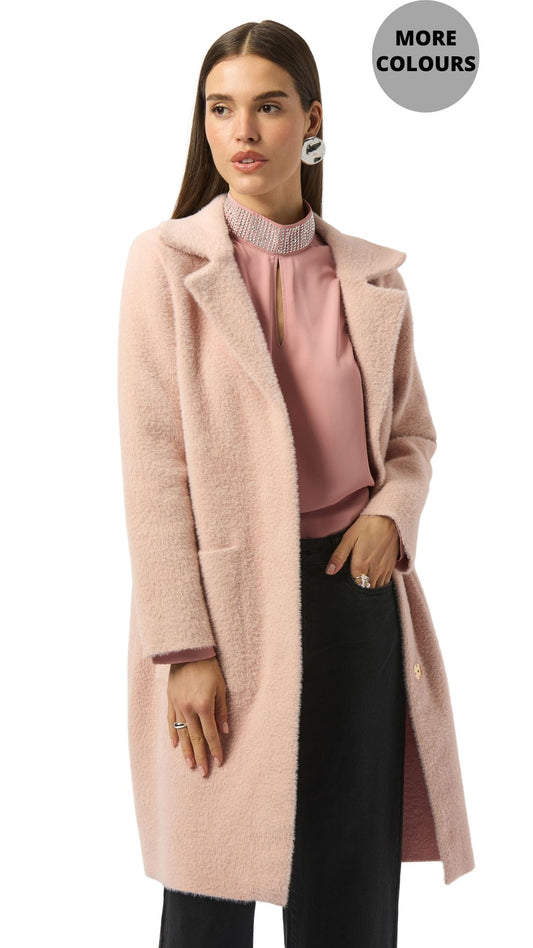 Feather Yarn Faux Fur Detailing Coat. Style JR243923