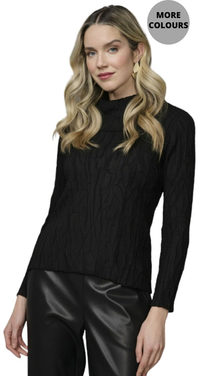 Split Collar Long Sleeve Textured Top. Style PYFM205