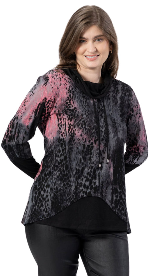 Long Sleeve Cowl Neck Top. Style CAT325112