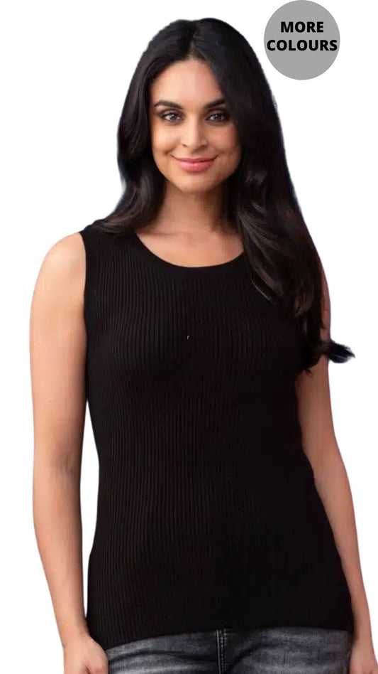 Rib Knit Sleeveless Top. Style EW33017