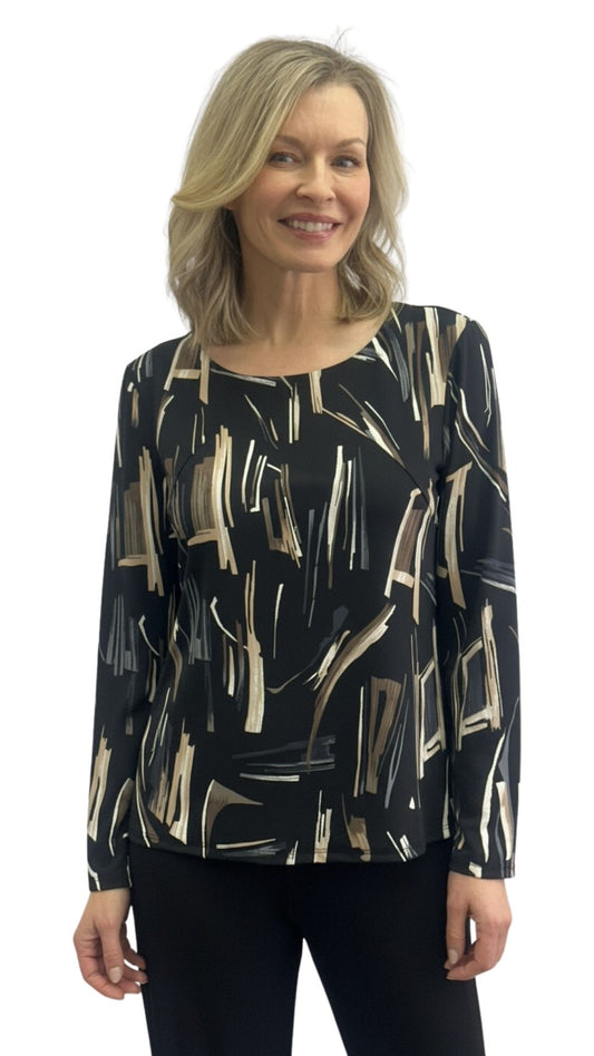 Petite Round Neck Long Sleeve Top. Style SW102330PB
