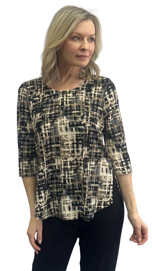 Petite Round Neck Patterned Top. Style SW102332PB