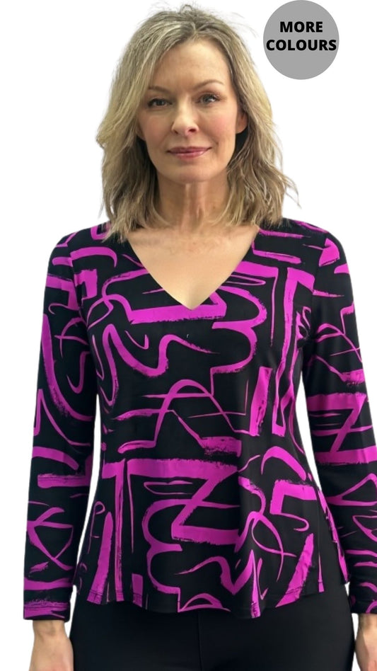 Petite V-Neck Long Sleeve Top. Style SW102326PB