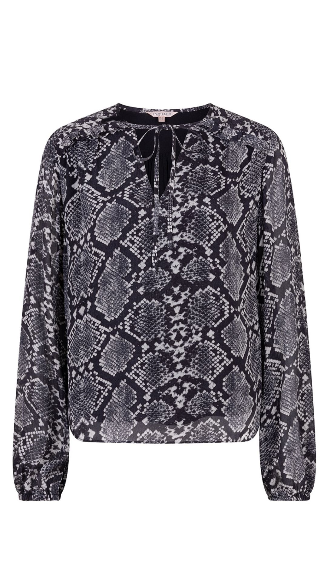 Snakeskin V-Neck with Tie Strings Blouse. Style ESQ10526