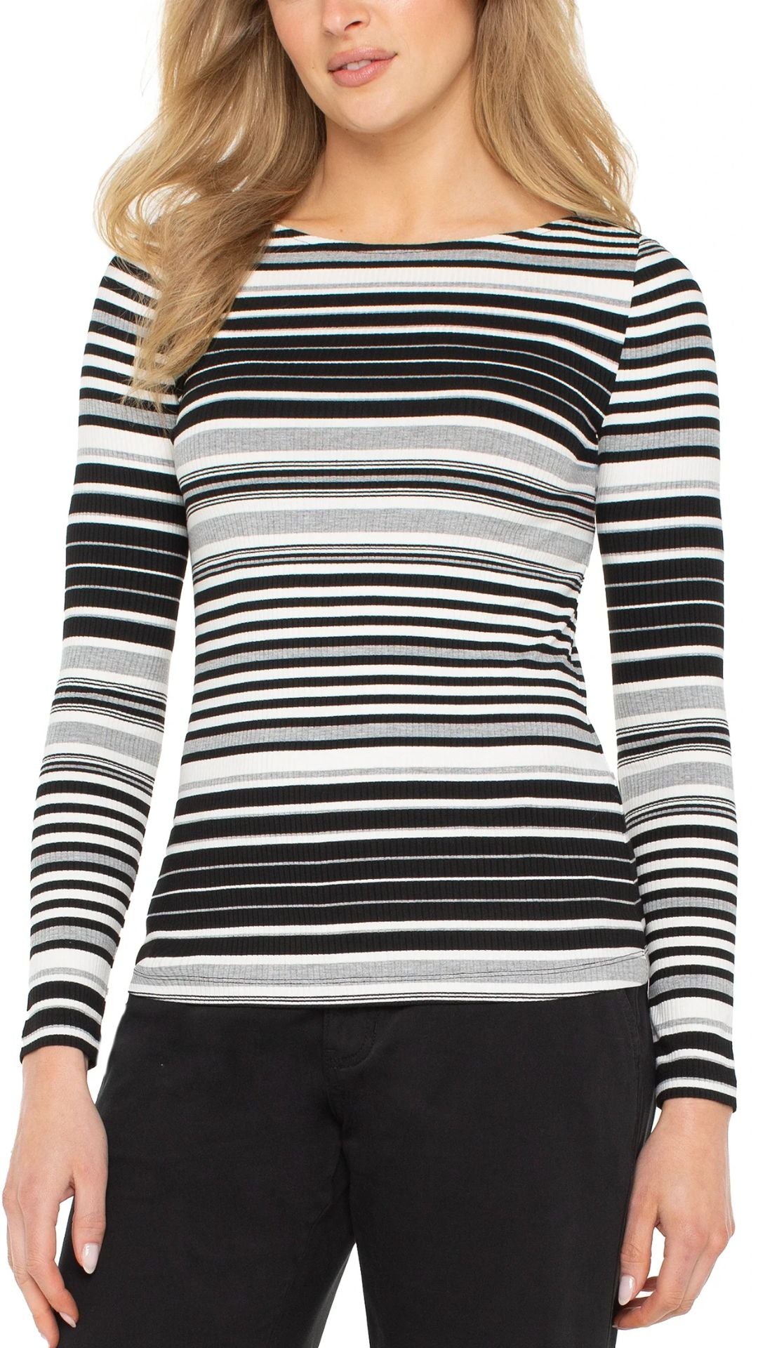 Striped Fitted Long Sleeve Top. Style LVLM8E22KB04