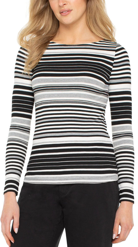 Striped Fitted Long Sleeve Top. Style LVLM8E22KB04