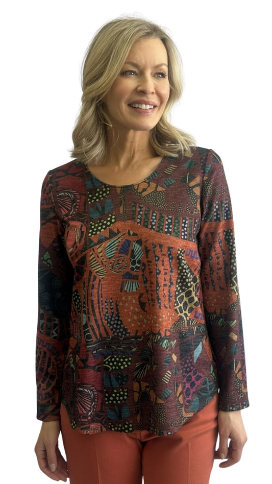 Petite Round Neck Long Sleeve Top. Style SW102330PC