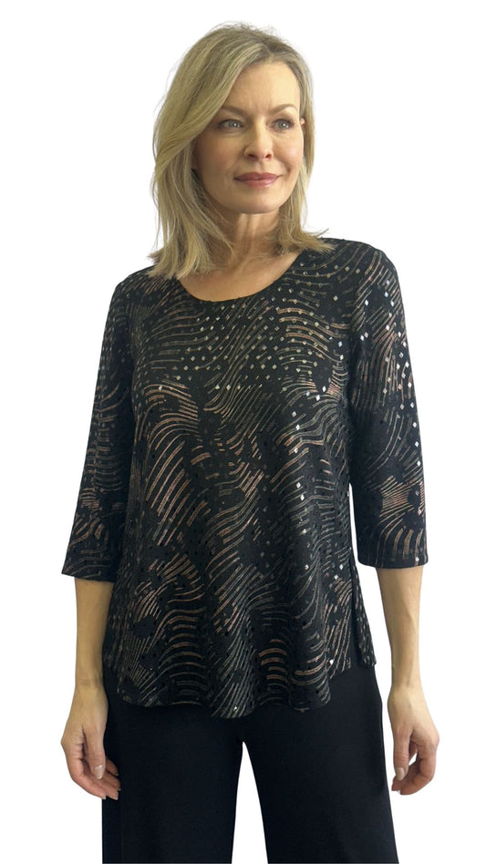 Holiday Galaxy Sparkles & Sequins Top. Style SW102017
