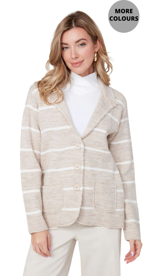 Frayed Edges Button Front Jacket. Style REN3928-4496