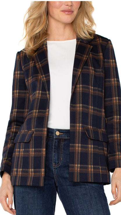 Open Front Plaid Boyfriend Blazer. Style LVLM1210NW15