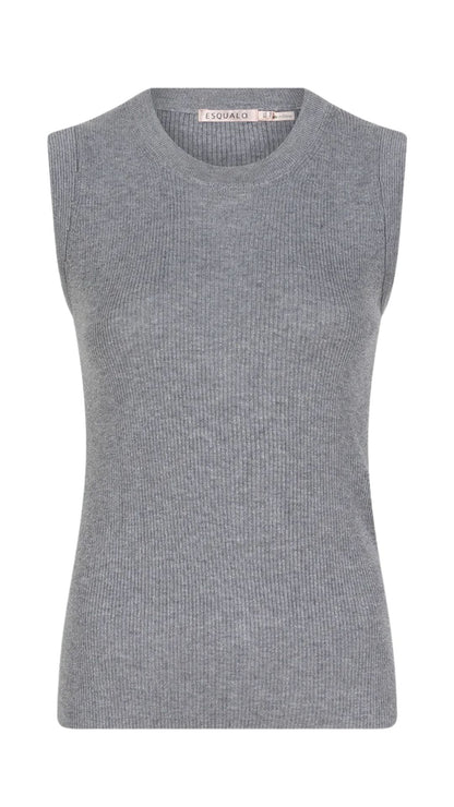 Sleeveless Silver Ribbed Fabric Top. Style ESQ27504