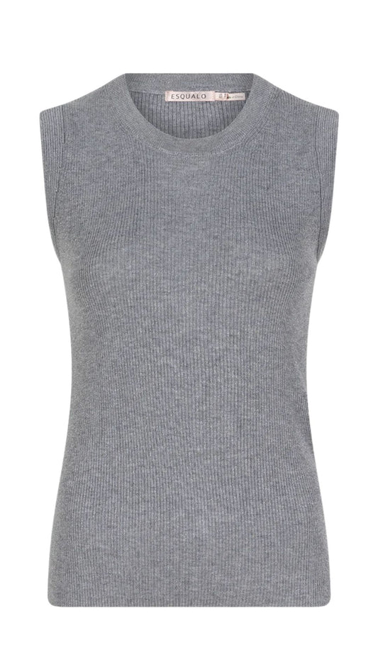 Sleeveless Silver Ribbed Fabric Top. Style ESQ27504