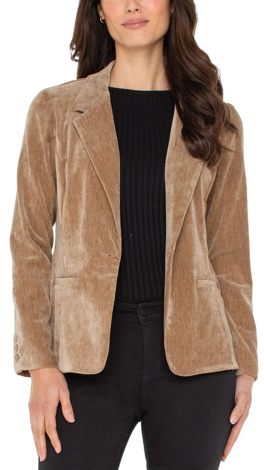 Open Front Velvet Blazer. Style LVLM1601UC1