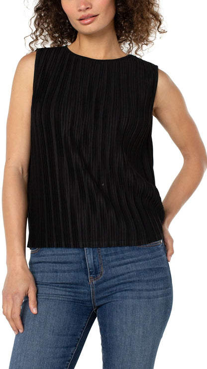 Boat Neck Ruched Fabric Tank. Style LVLM8J05PK7