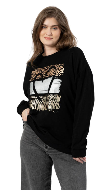 Animal Print & Heart Design Long Sleeve Sweater. Style FS253324