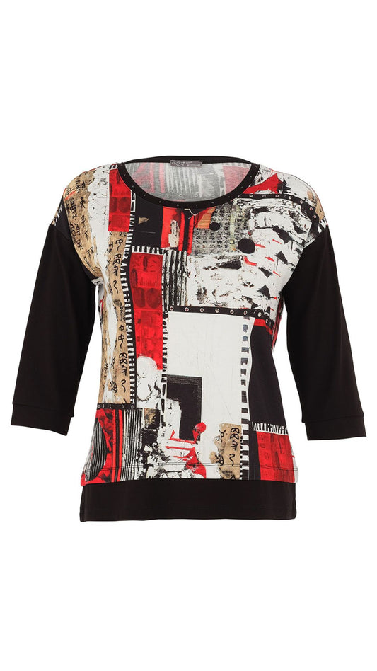 "Bookworm" Artist Print Drop Shoulder Half Sleeve Top. Style DOLC75642